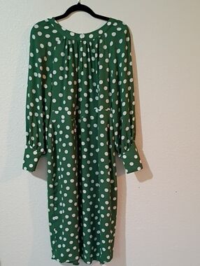 Green Polka Dot Long Sleeve Shift Dress